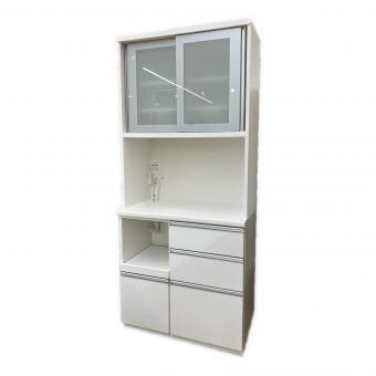 松田家具 (マツダカグ) レンジボード  ホワイト×シルバー
