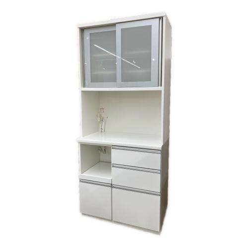 松田家具 (マツダカグ) レンジボード  ホワイト×シルバー