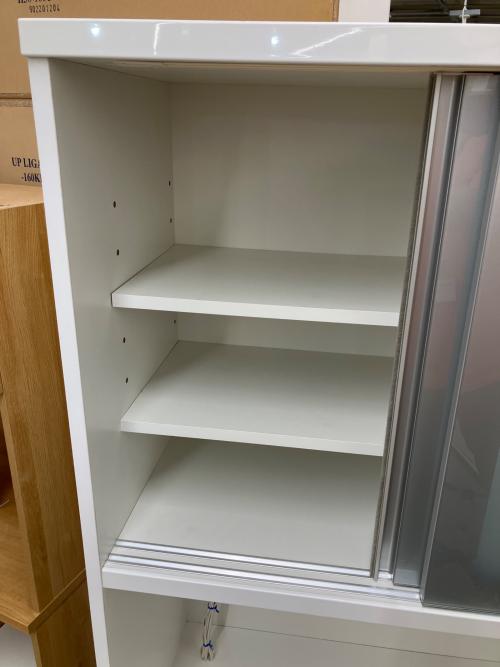 松田家具 (マツダカグ) レンジボード  ホワイト×シルバー