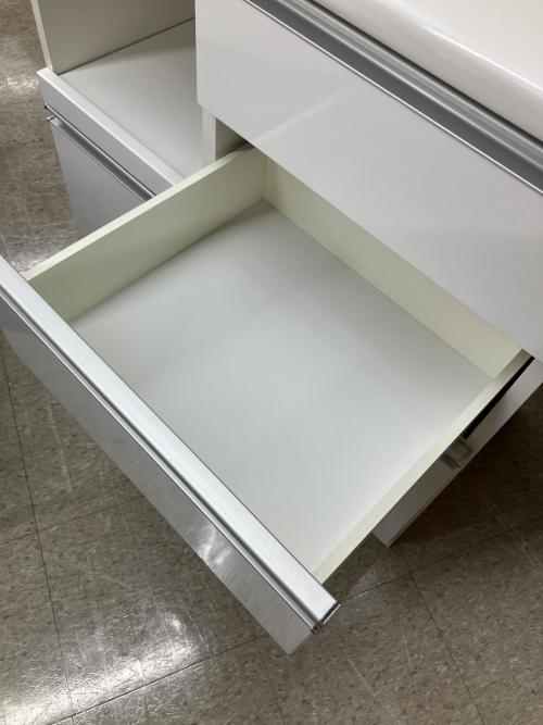 松田家具 (マツダカグ) レンジボード  ホワイト×シルバー
