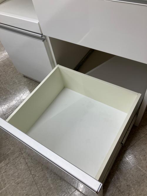 松田家具 (マツダカグ) レンジボード  ホワイト×シルバー