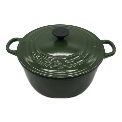 LE CREUSET (ルクルーゼ) ココットロンド グリーン 程度C 内部ハガレ有 22cm