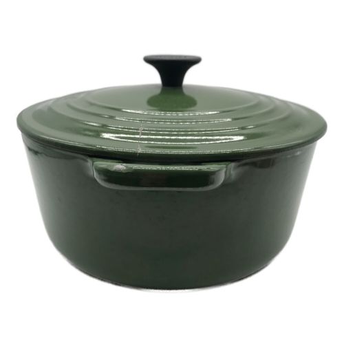 LE CREUSET (ルクルーゼ) ココットロンド グリーン 程度C 内部ハガレ有 22cm