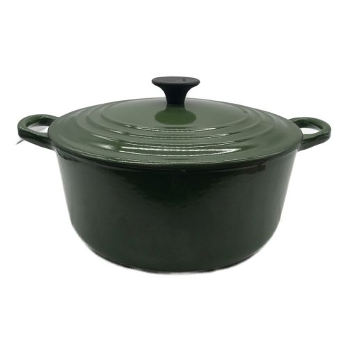 LE CREUSET (ルクルーゼ) ココットロンド グリーン 程度C 内部ハガレ有 22cm