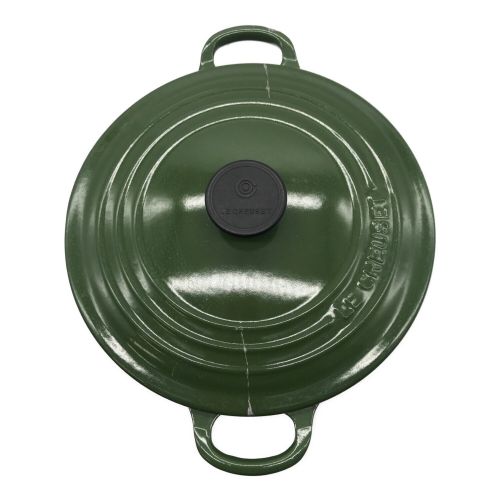 LE CREUSET (ルクルーゼ) ココットロンド グリーン 程度C 内部ハガレ有 22cm