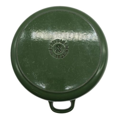 LE CREUSET (ルクルーゼ) ココットロンド グリーン 程度C 内部ハガレ有 22cm