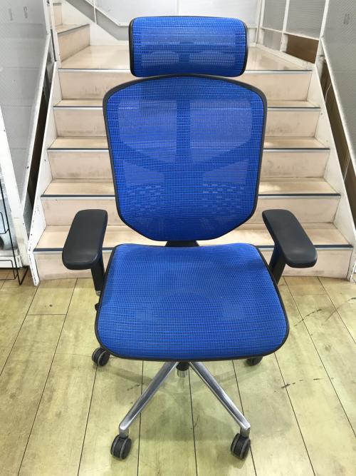 Ergohuman (エルゴヒューマン) ワークチェアー ブルー×ブラック リクライニング調節 座面昇降調節 座面スライド調節 40 ENJOY