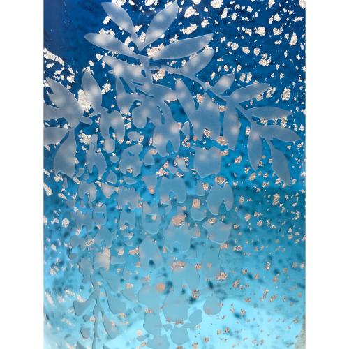 東洋佐々木ガラス (トウヨウササキガラス) 花瓶 藤花文様