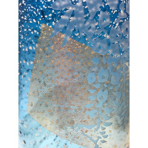 東洋佐々木ガラス (トウヨウササキガラス) 花瓶 藤花文様