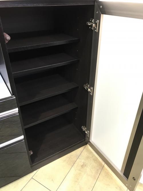 ニトリ 1枚扉レンジ台 ダークブラウン 359 引き出し付