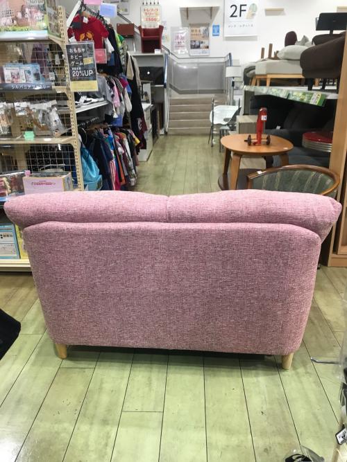 2人掛けソファー ピンク×ナチュラル