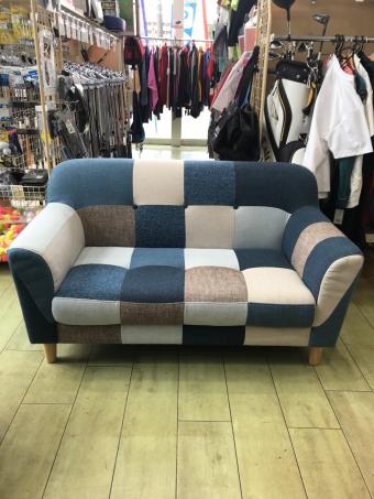 不二貿易 (フジボウエキ) パッチワークソファー ブルー 2人掛け