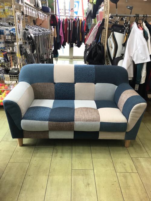 不二貿易 (フジボウエキ) パッチワークソファー ブルー 2人掛け