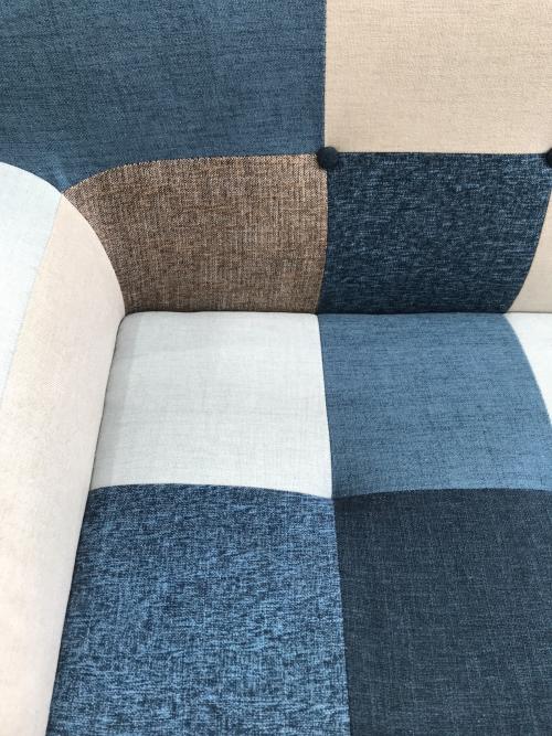 不二貿易 (フジボウエキ) パッチワークソファー ブルー 2人掛け