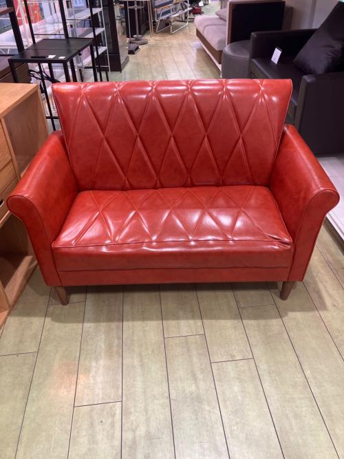 2人掛けソファー ブラウン 合皮