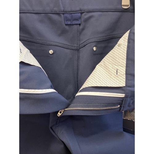 PEARLY GATES (パーリーゲイツ) ロゴジャガード サイドライン ポリジャージー テーパード パンツ メンズ SIZE 6 ネイビー