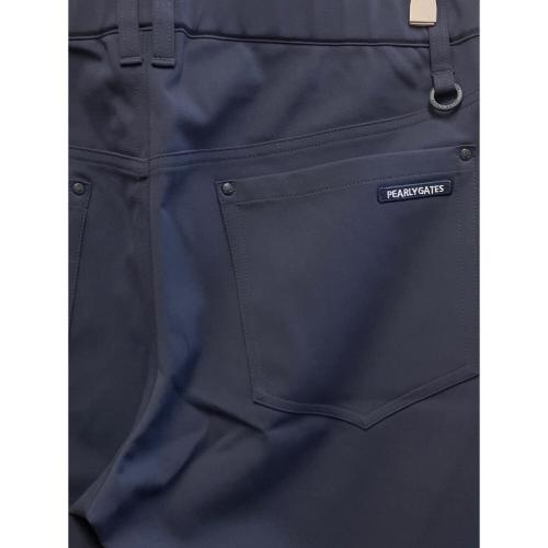 PEARLY GATES (パーリーゲイツ) ロゴジャガード サイドライン ポリジャージー テーパード パンツ メンズ SIZE 6 ネイビー