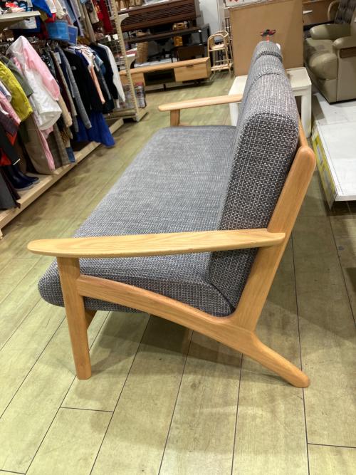 浜本工芸 (ハマモトコウゲイ) 3人掛けソファー ナチュラル×グレー