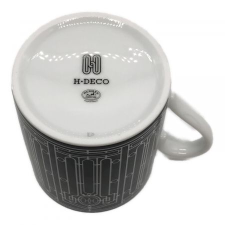 HERMES (エルメス) ペアマグカップ ブラック×ホワイト H DECO NO.1＆NO.2 セット 2Pセット