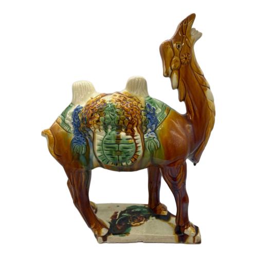 ラクダ 中国 唐三彩 ブラウン×グリーン
