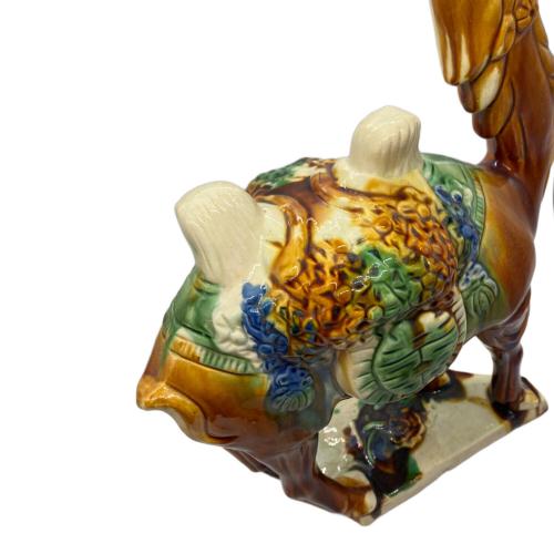 ラクダ 中国 唐三彩 ブラウン×グリーン