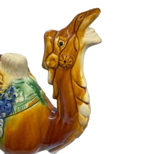 ラクダ 中国 唐三彩 ブラウン×グリーン