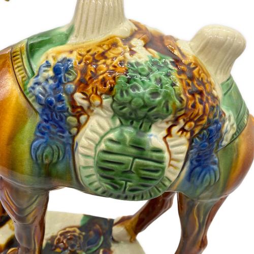 ラクダ 中国 唐三彩 ブラウン×グリーン