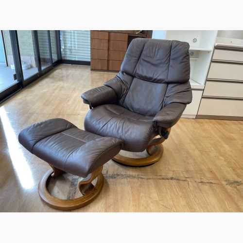 Ekornes (エコーネス) ストレスレスチェア ブラウン オットマン付 1人掛け レザー レノ