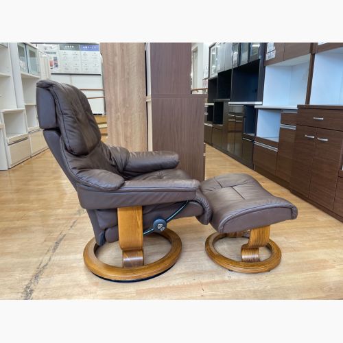 Ekornes (エコーネス) ストレスレスチェア ブラウン オットマン付 1人掛け レザー レノ