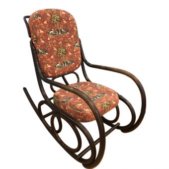 ロッキングチェアー レッド 曲げ木風 ゴブラン 木製