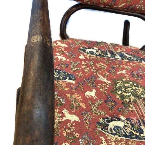 ロッキングチェアー レッド 曲げ木風 ゴブラン 木製