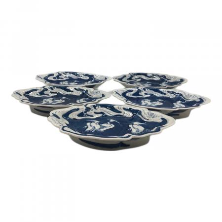 有田焼 (アリタヤキ) 染付鷺絵皿 鍋島写 中里太郎右衛門 5Pセット