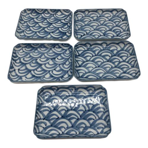 有田焼 (アリタヤキ) 染付四海波銘々皿 源右衛門窯 5Pセット