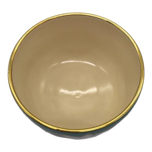 御室窯 抹茶碗 青交趾 楓撫水