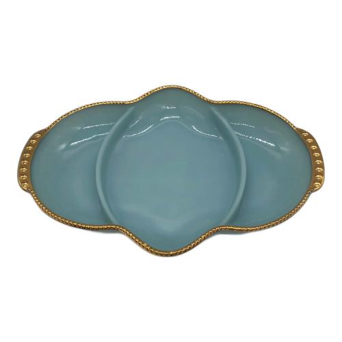 Fire King (ファイヤーキング) レリッシュプレート ターコイズブルー ゴールドリム 50s~60s