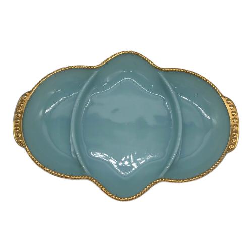 Fire King (ファイヤーキング) レリッシュプレート ターコイズブルー ゴールドリム 50s~60s