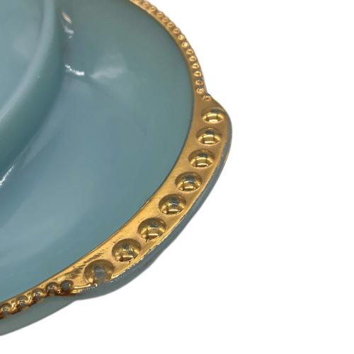 Fire King (ファイヤーキング) レリッシュプレート ターコイズブルー ゴールドリム 50s~60s