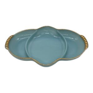 Fire King (ファイヤーキング) レリッシュプレート ターコイズブルー ゴールドリム 50s~60s