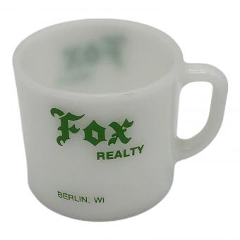 Fire King (ファイヤーキング) マグカップ ホワイト×グリーン FOX REALTY 607s~70'sロゴ