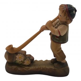 ANRI社 木彫り アルペンホルンを吹く少年