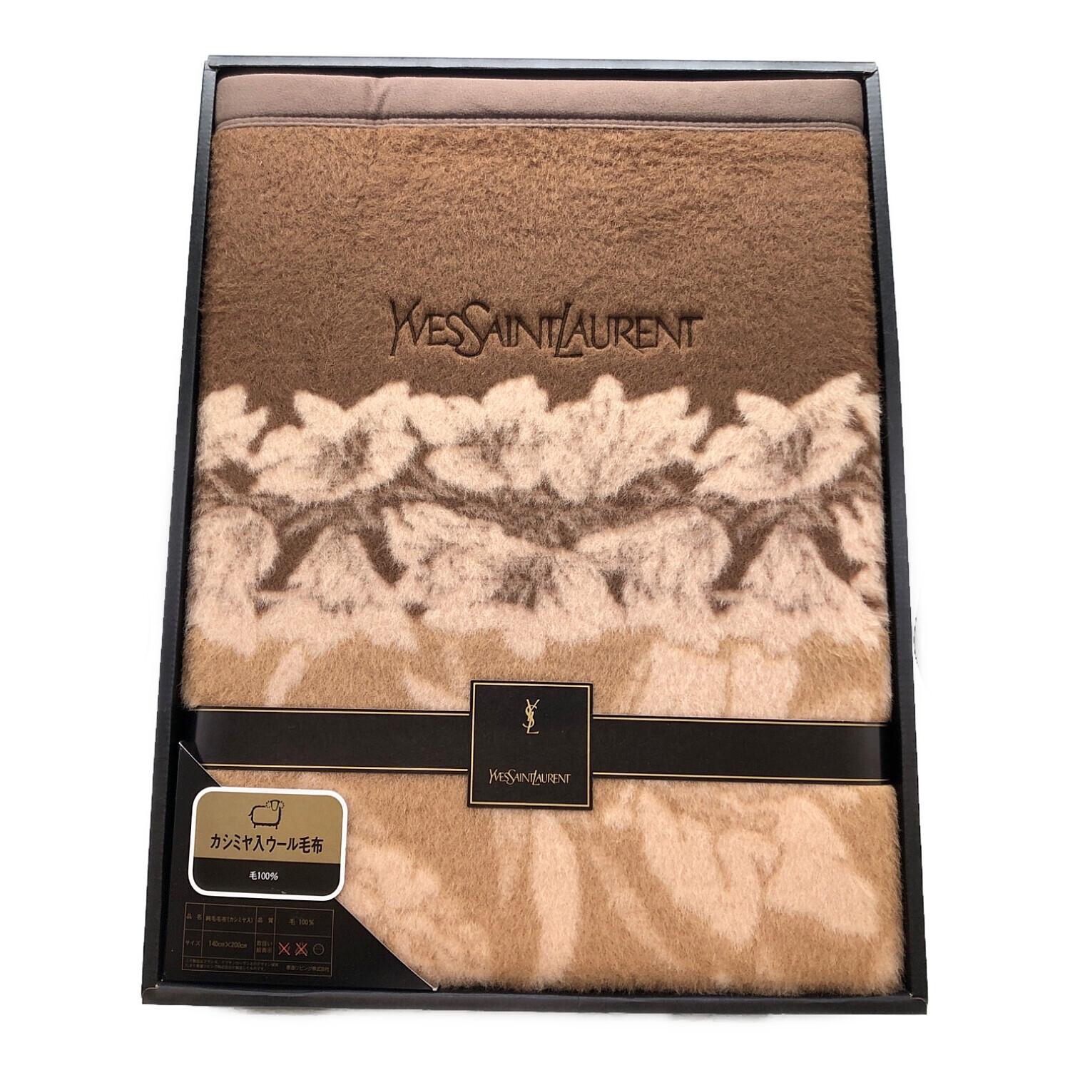 【訳あり】 イヴサンローラン　毛布　カシミヤ入ウール毛布　ウール　カシミヤ イヴサンローラン ウール毛布 毛布 カシミヤ ピンク ボルドー