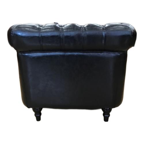 VINCENT (ヴィンセント) 1人掛けソファー ブラック チェスターフィ-ルド 総革