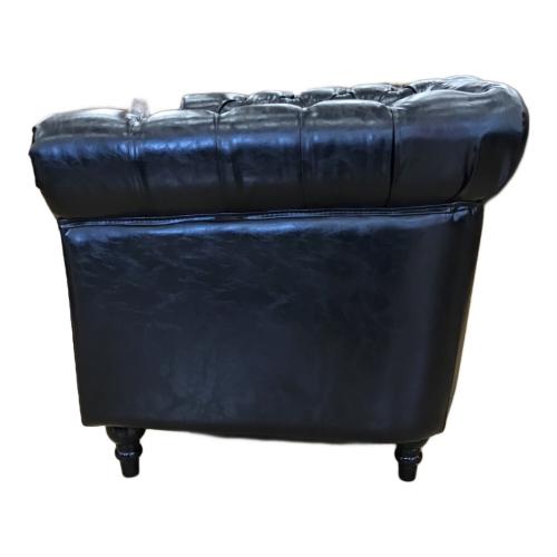 VINCENT (ヴィンセント) 1人掛けソファー ブラック チェスターフィ-ルド 総革