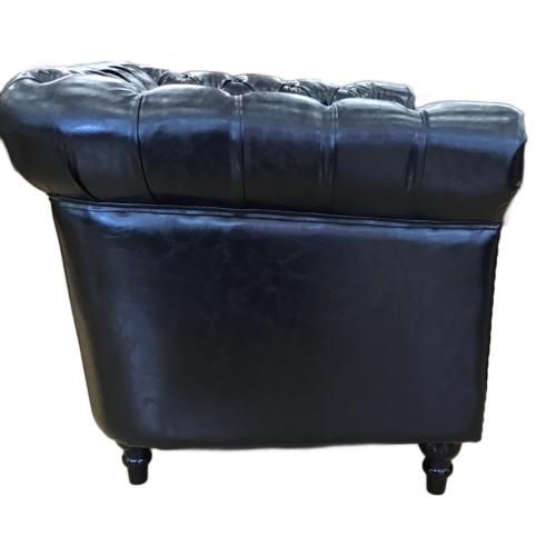 VINCENT (ヴィンセント) 1人掛けソファー ブラック チェスターフィ-ルド 総革