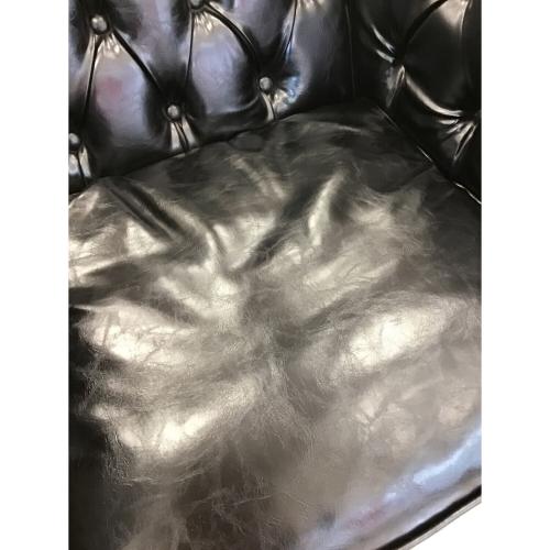 VINCENT (ヴィンセント) 1人掛けソファー ブラック チェスターフィ-ルド 総革