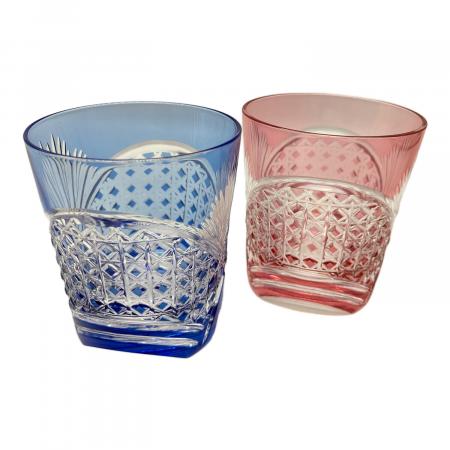 超希少品　江戸切子 超希少品 色被切子 切子グラス5個セット 最高級カット（切子