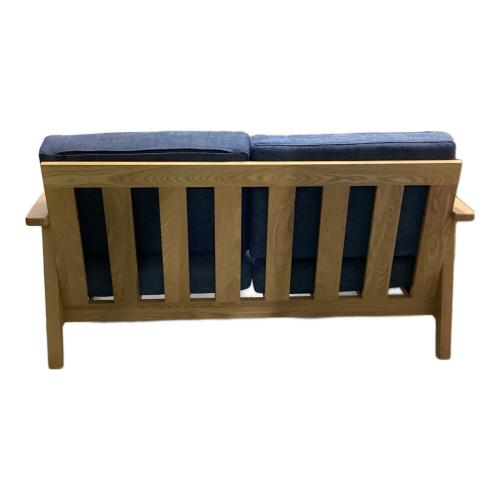 2人掛けソファー ナチュラル×ブルー シミ有