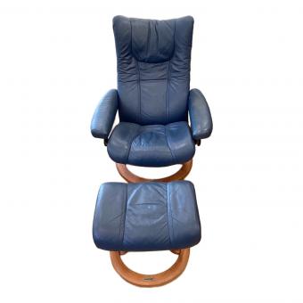 Ekornes (エコーネス) オットマン付き1人掛けソファー ストレスレスコンサル ネイビー×ブラウン