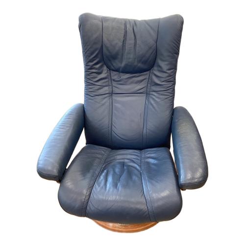 Ekornes (エコーネス) オットマン付き1人掛けソファー ストレスレスコンサル ネイビー×ブラウン