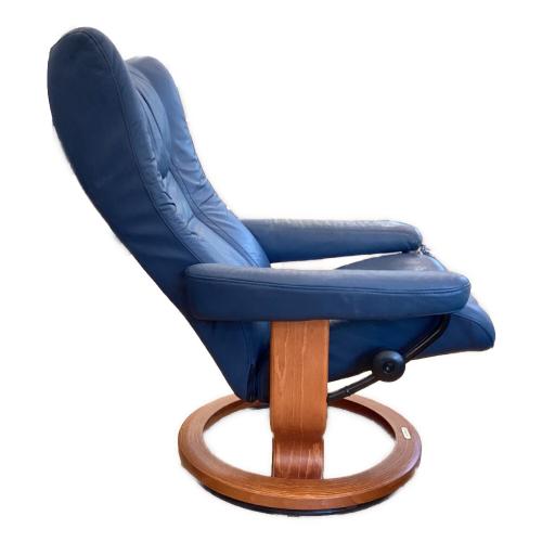 Ekornes (エコーネス) オットマン付き1人掛けソファー ストレスレスコンサル ネイビー×ブラウン